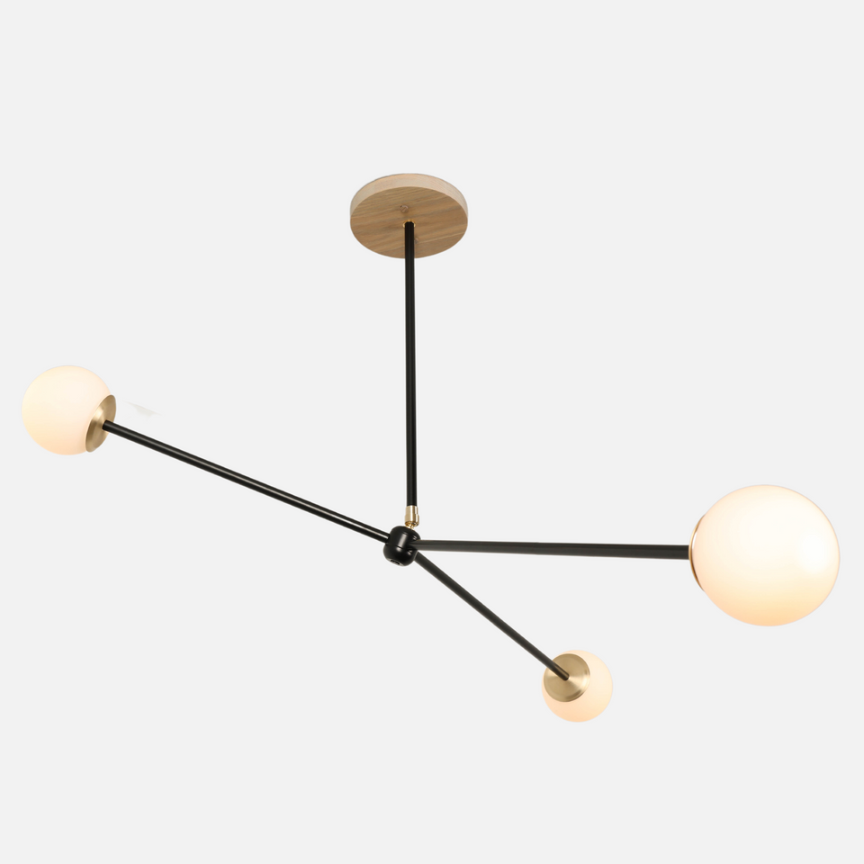 Cornsilk Oak, Matte Black Arm, Classic Brass Accents