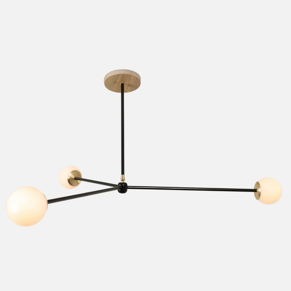 Cornsilk Oak, Matte Black Arm, Classic Brass Accents