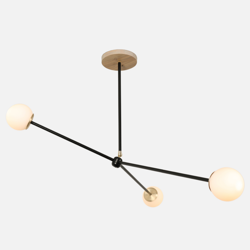 Cornsilk Oak, Matte Black Arm, Classic Brass Accents