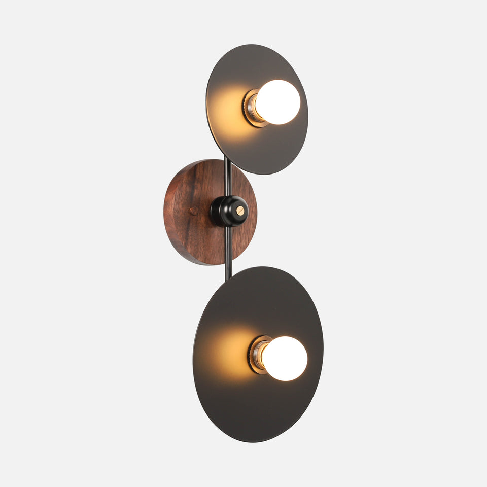 Walnut, Matte Black Arms, Classic Brass Accent, Matte Black Shades