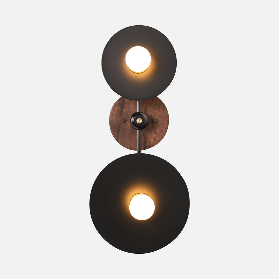 Walnut, Matte Black Arms, Classic Brass Accents, Matte Black Shades