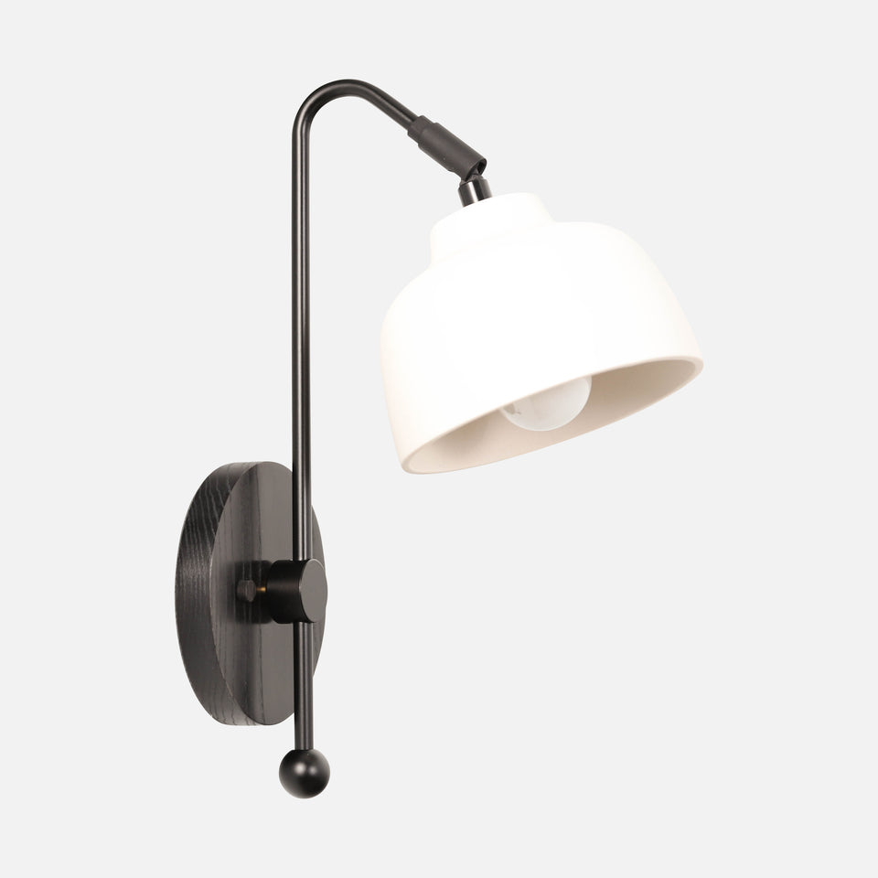 Black Ash, Matte Black Arm, White Porcelain