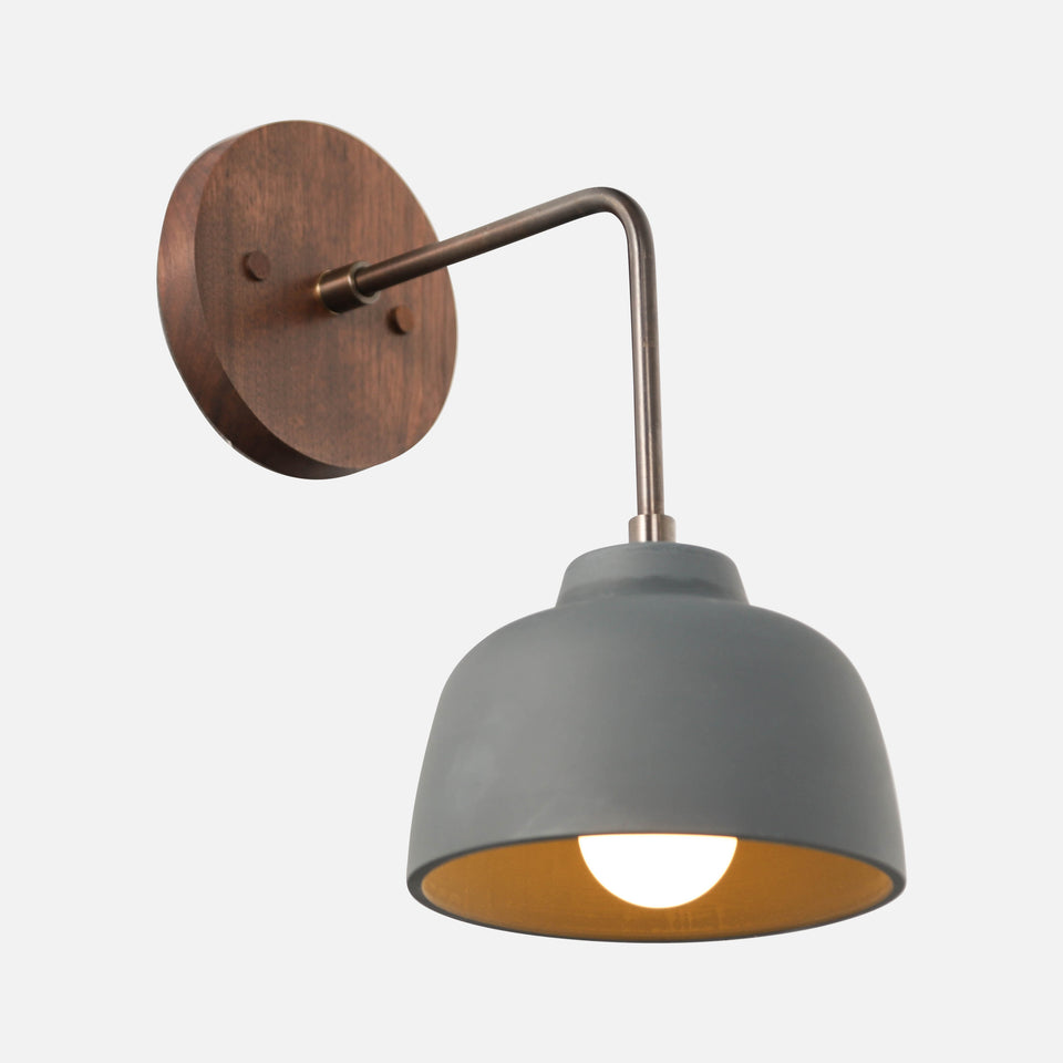 Walnut, Coated Bronze Arm, Charcoal Porcelain