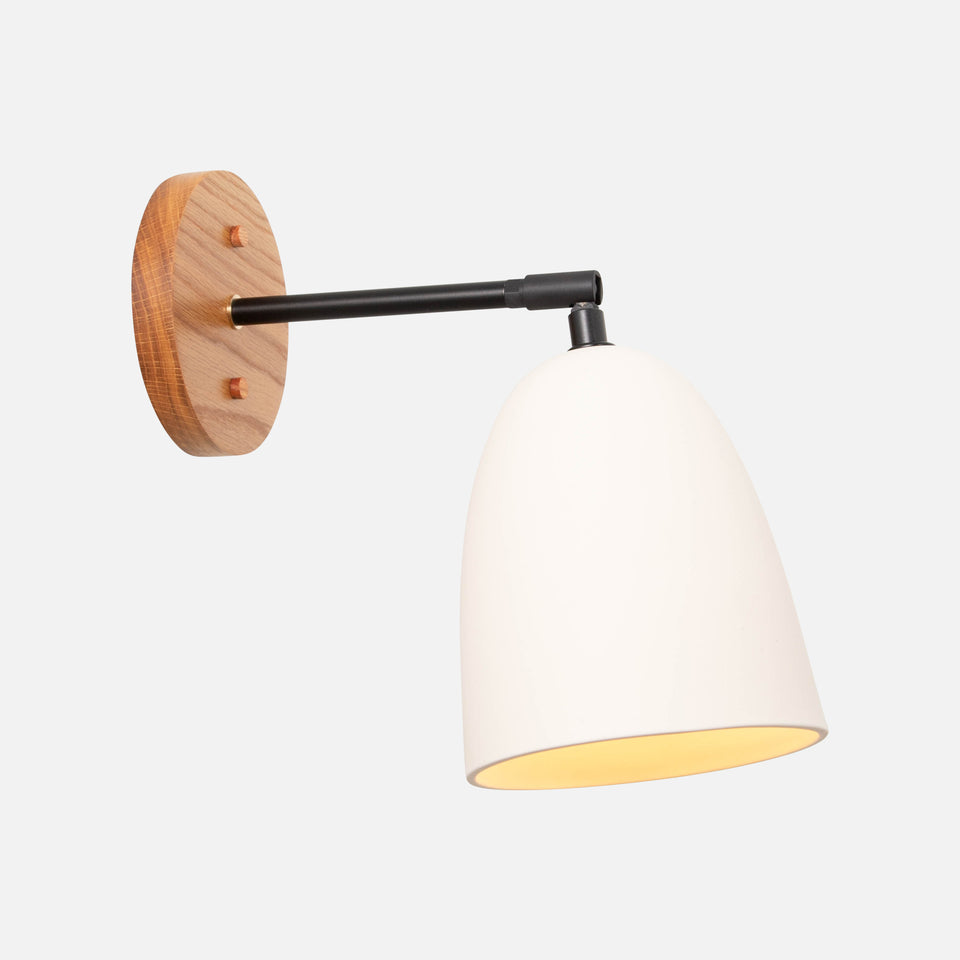 White Oak, Matte Black, White Porcelain