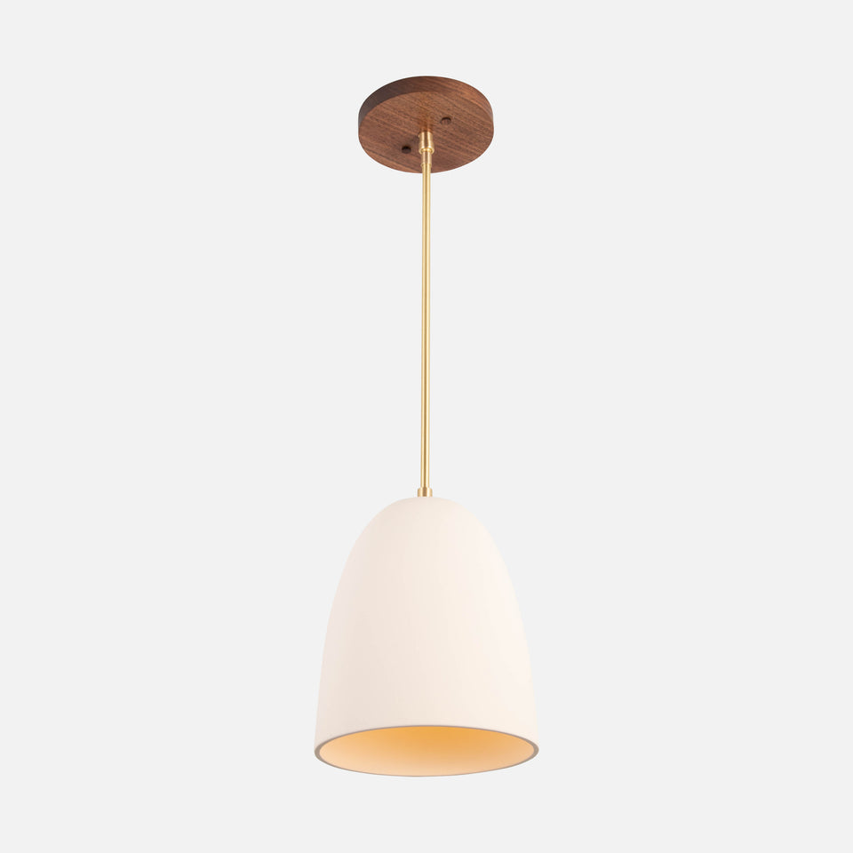 Walnut, Classic Brass, White Porcelain