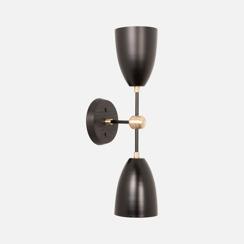 Black Ash, Matte Black Arms, Classic Brass Accents, Matte Black Shades