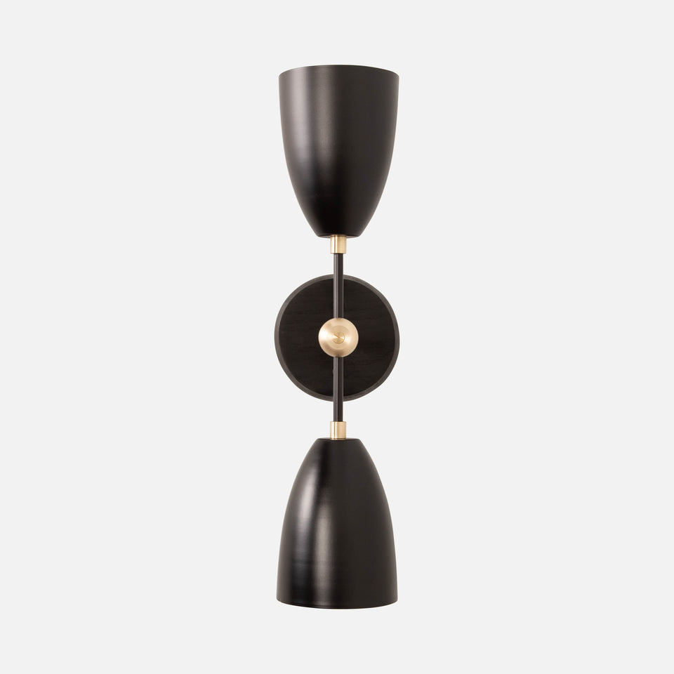 Black Ash, Matte Black Arms, Classic Brass Accents, Matte Black Shades