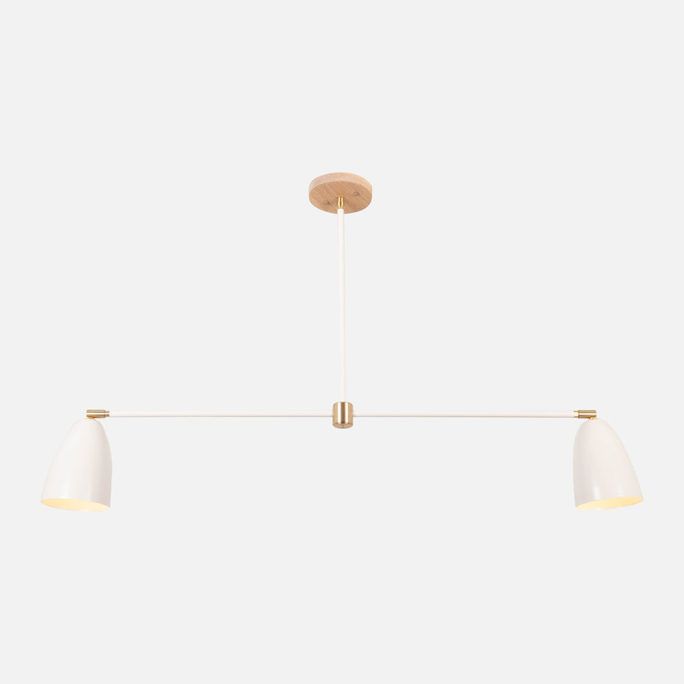 Cornsilk Oak, Satin White Arm/Shade, Classic Brass Accent