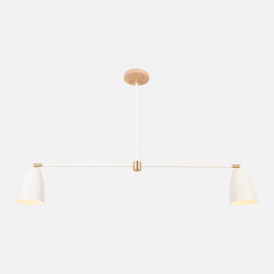 Cornsilk Oak, Satin White Arm/Shade, Classic Brass Accent