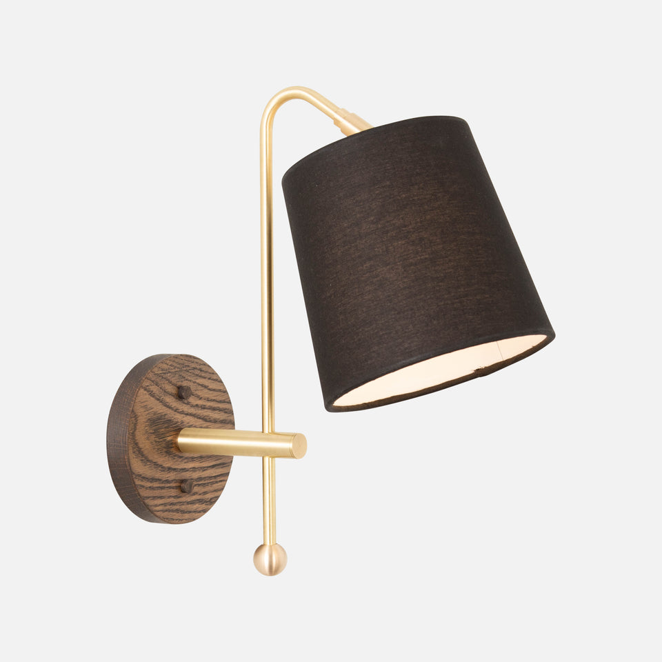 Charcoal Oak, Classic Brass, Black Linen