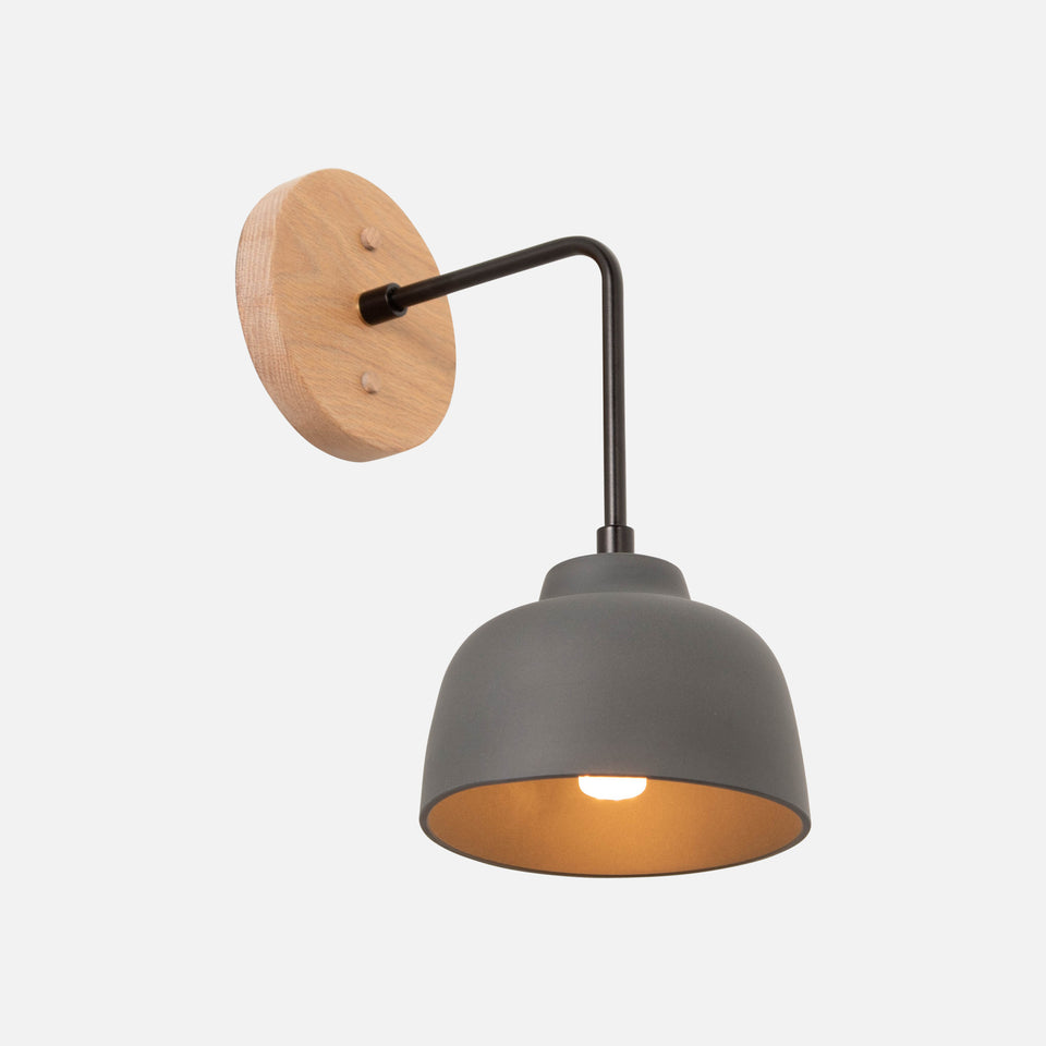Cornsilk Oak, Matte Black Arm, Charcoal Porcelain