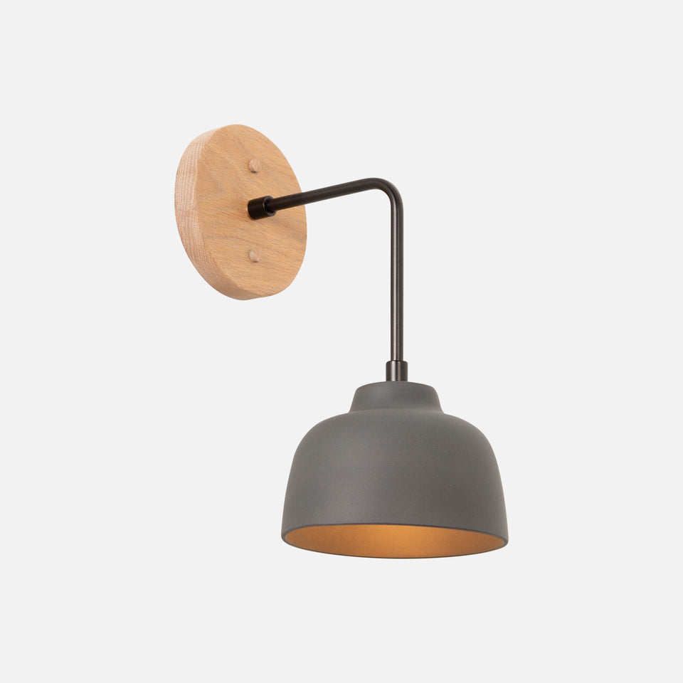 Cornsilk Oak, Matte Black Arm, Charcoal Porcelain