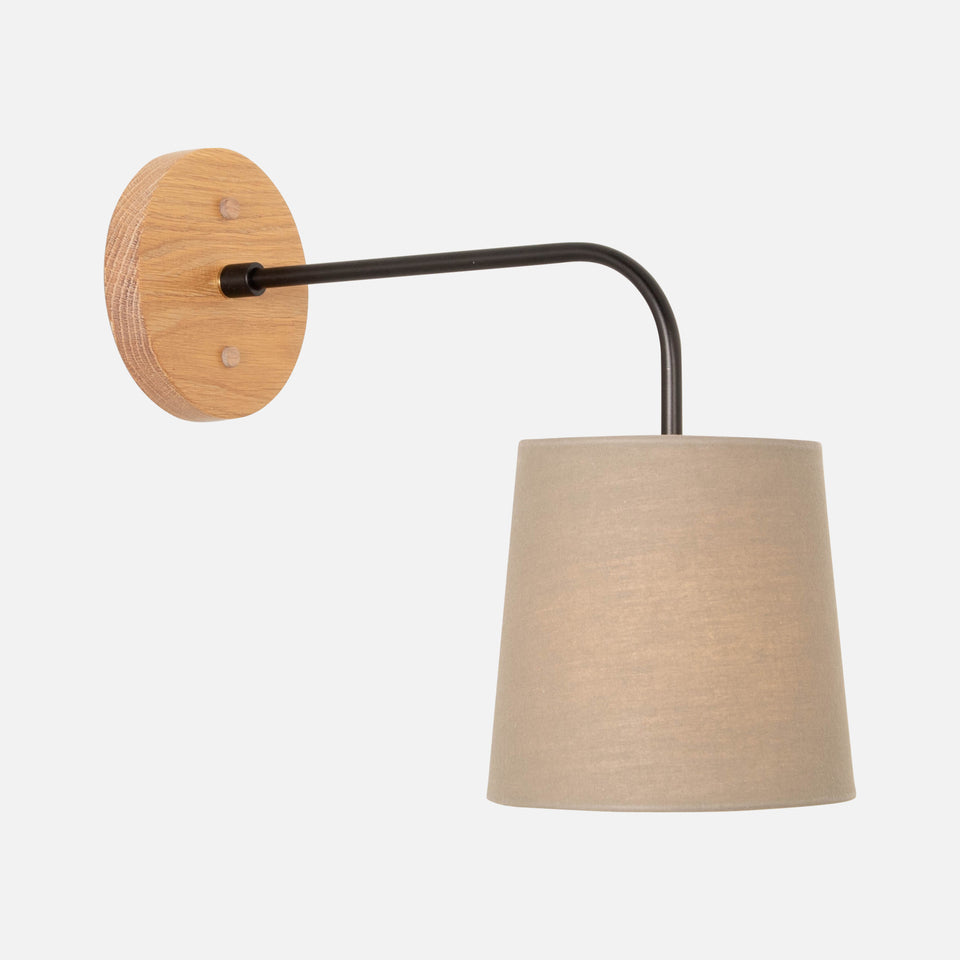 White Oak, Matte Black, Sage Linen Shade