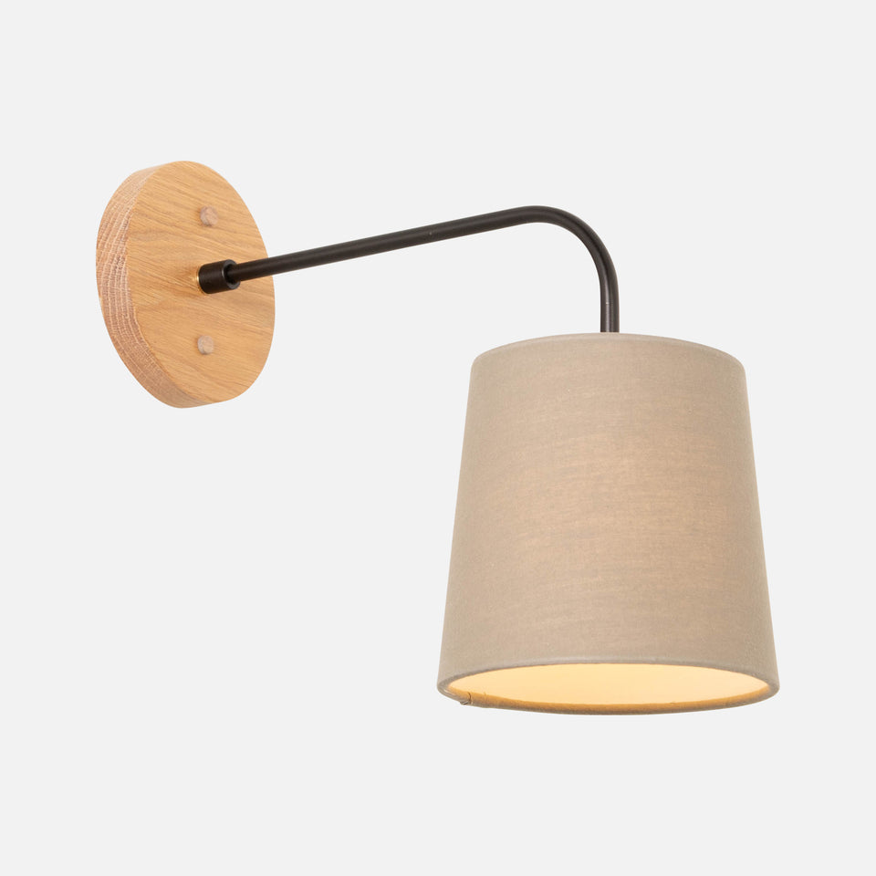 White Oak, Matte Black, Sage Linen Shade