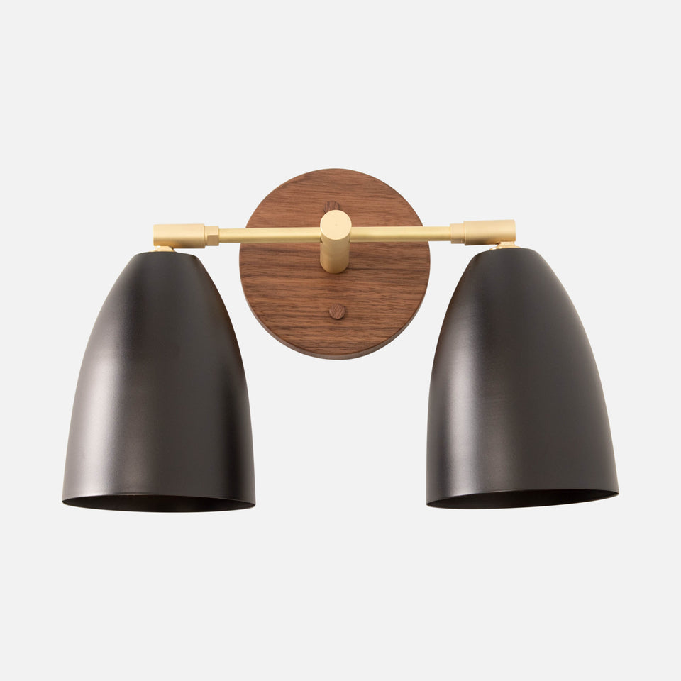 Walnut, Classic Brass, Matte Black Shades