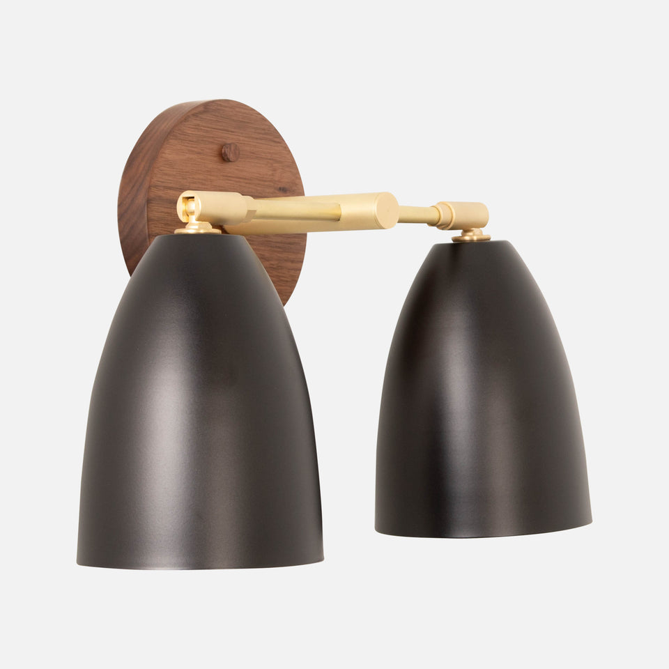 Walnut, Classic Brass, Matte Black Shades