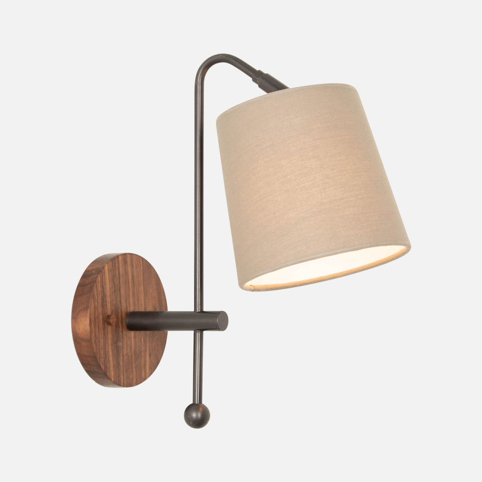 Walnut, Oxidized Brass, Sage Linen