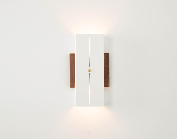 Walnut, Satin White Shade, Brass Accent