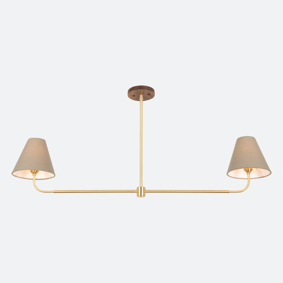 Charcoal Oak, Classic Brass, Sage Linen Shade