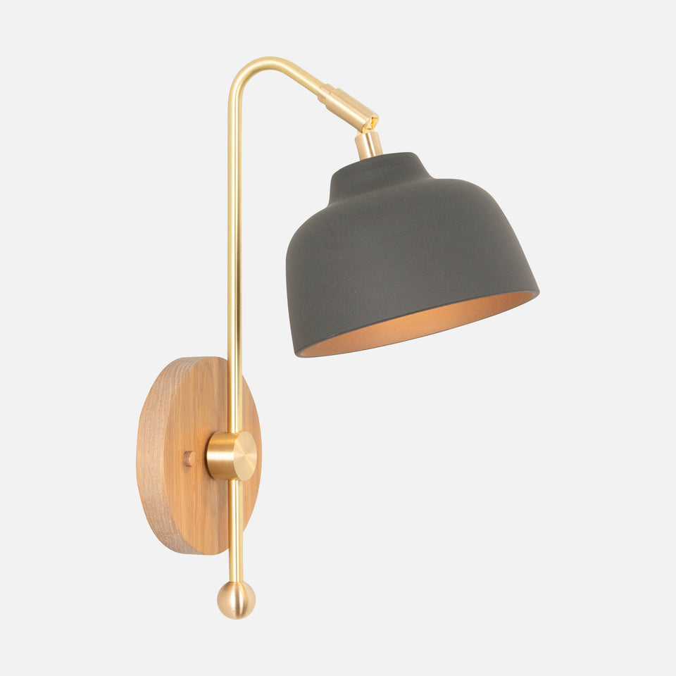 Cornsilk Oak, Classic Brass Arm, Charcoal Porcelain