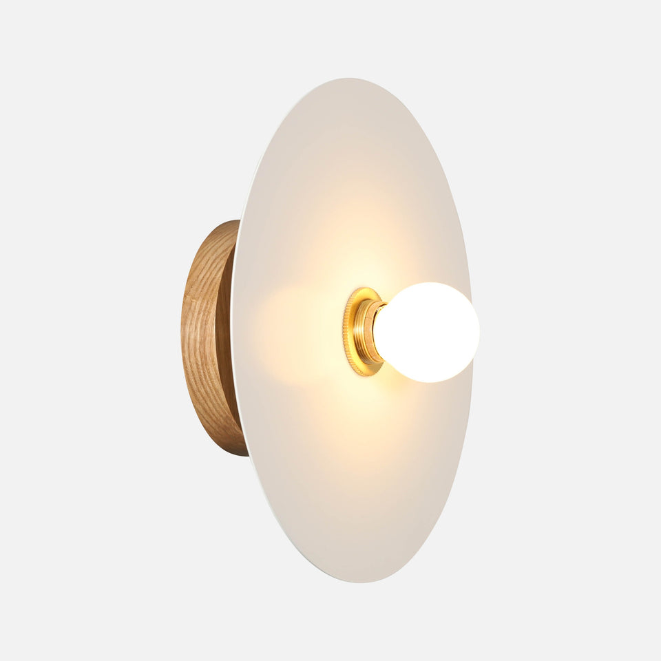 White Oak, Satin White Shade, Classic Brass Accent