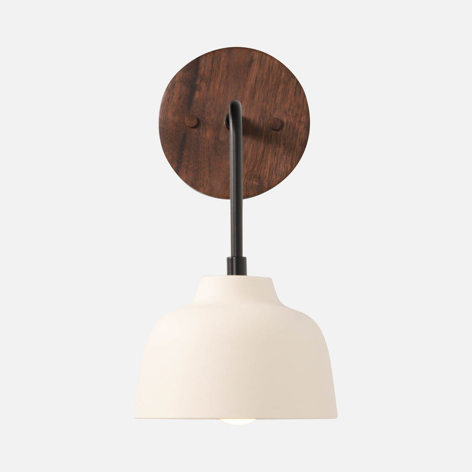 Walnut, Matte Black Arm, White Porcelain