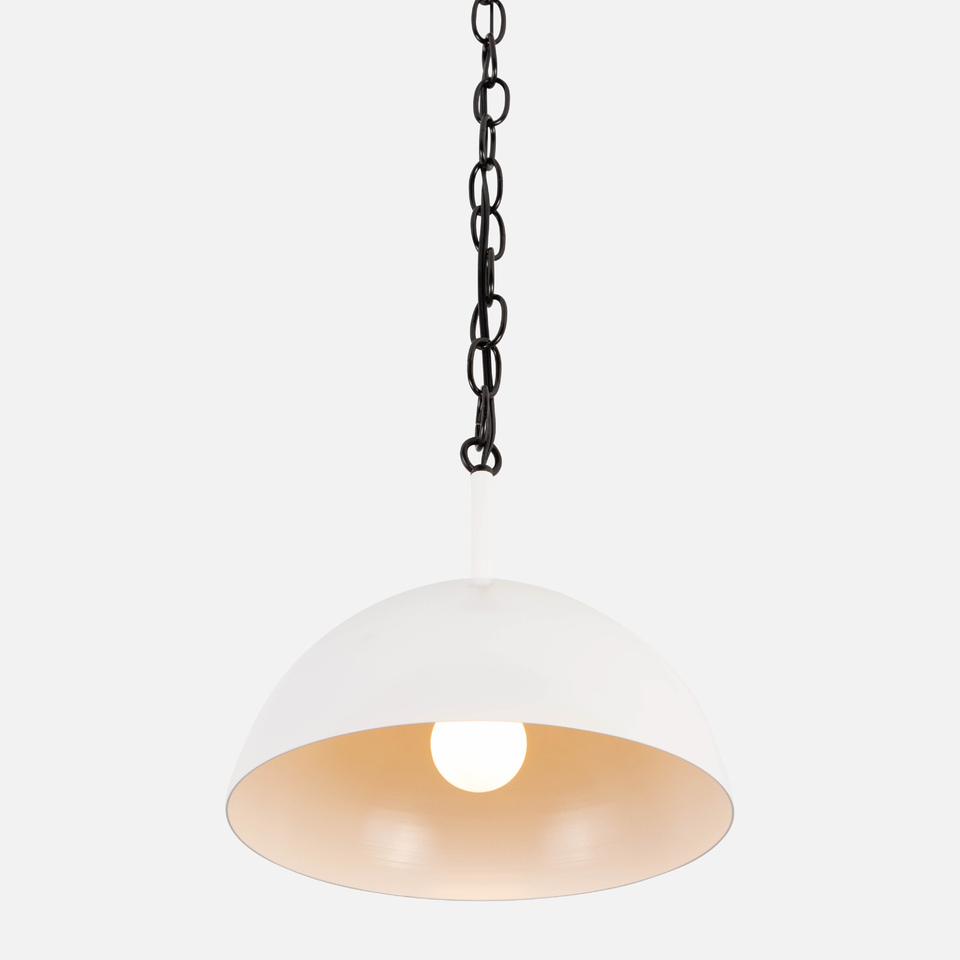 Satin White Arm/Shade, Black Accents