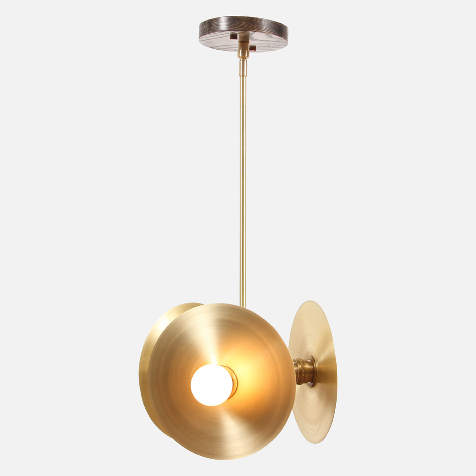 Charcoal Oak, Classic Brass Arm, Classic Brass Shade