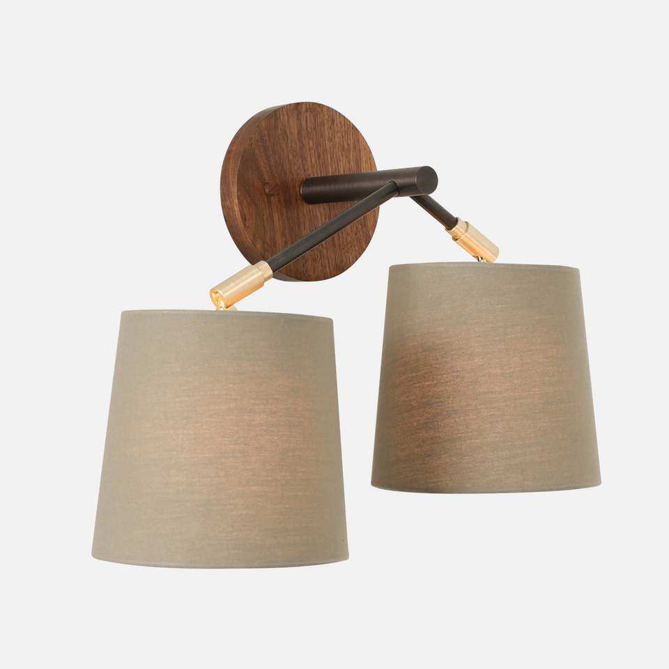 Walnut, Oxidized Brass Arms, Classic Brass Accents, Sage Linen
