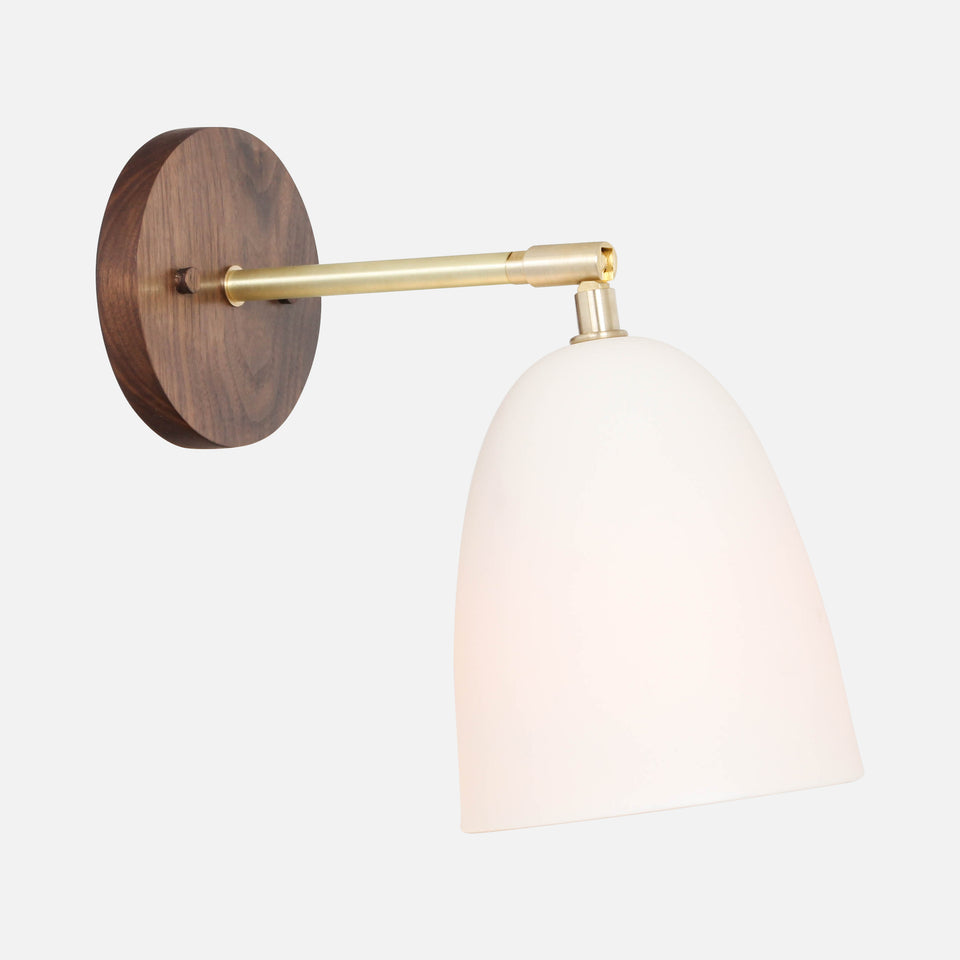 Walnut, Classic Brass, White Porcelain
