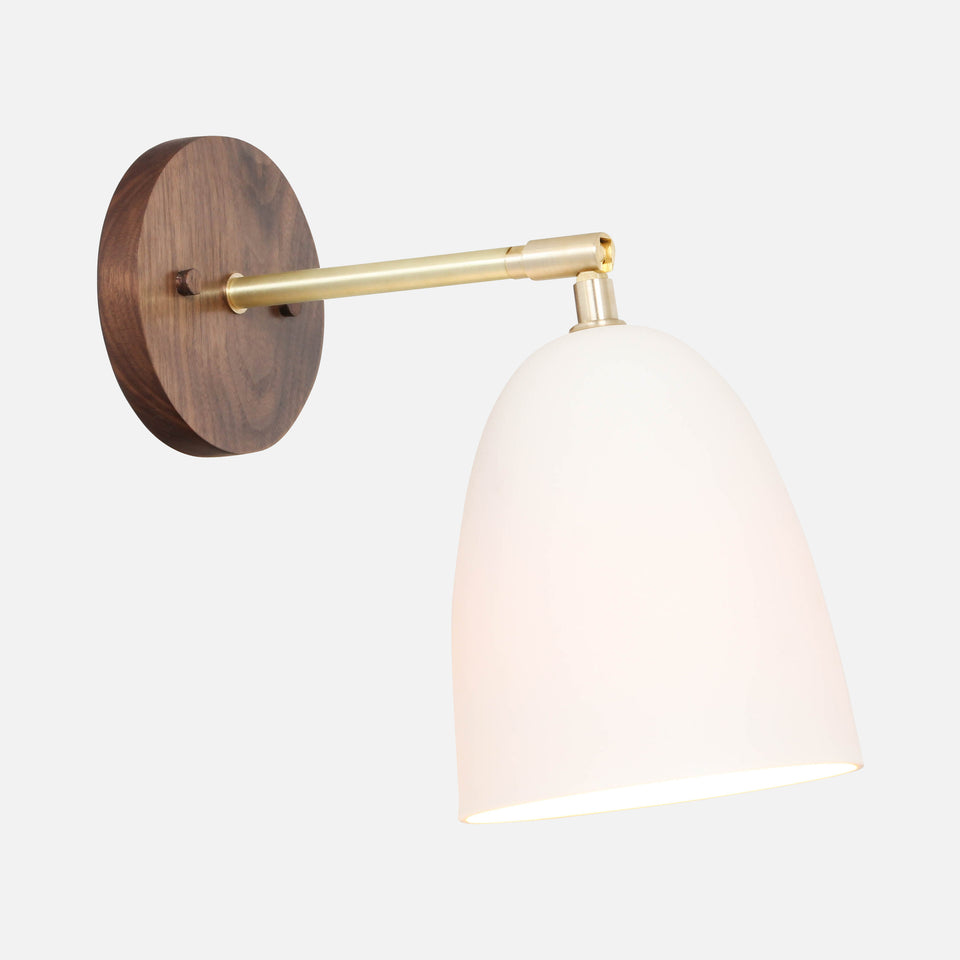 Walnut, Classic Brass, White Porcelain