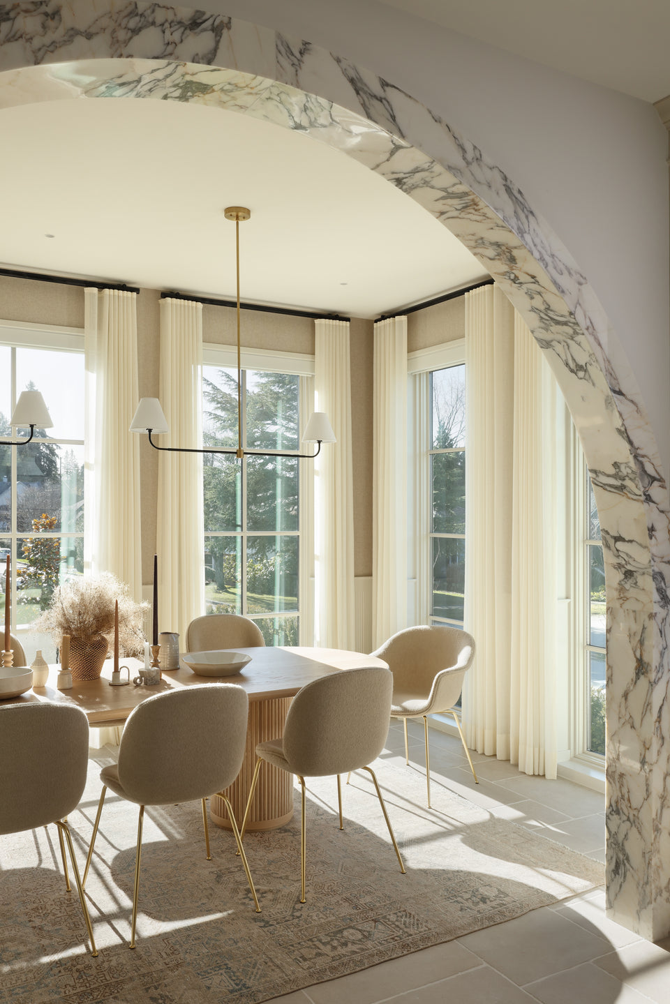 Slope Chandelier with Taper Shades