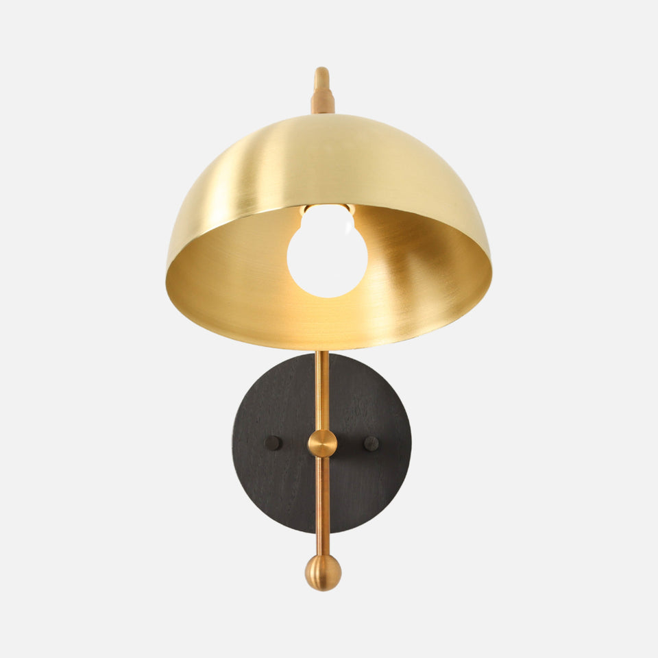 Black Ash, Antique Brass Arm, Classic Brass Shade