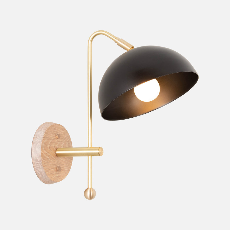 Cotton White, Classic Brass Arm, Matte Black Shade